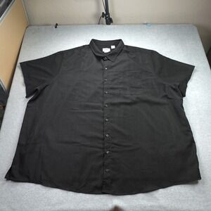 Harbor Bay Shirt Mens 5XL Black Grid Textured HB Fit SS Button Up Casual